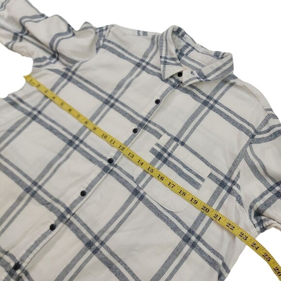 Universal Thread Flannel Shirt Womens Large White Button Up Long Sleeve Cotton - Picture 11 of 11